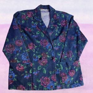 Vintage floral denim blazer